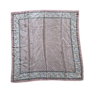 Club 7 Echo Silk Chiffon Scarf Pink Paisley Print Japan Made Boho Vintage